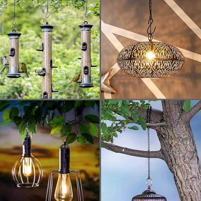 20 Inch Stained Glass Window Hanging Chain Picture Hanging Chain Sunshine Catcher Black Metal Nickel Plating Stained Glass Window Panels Chains 4 Pcs