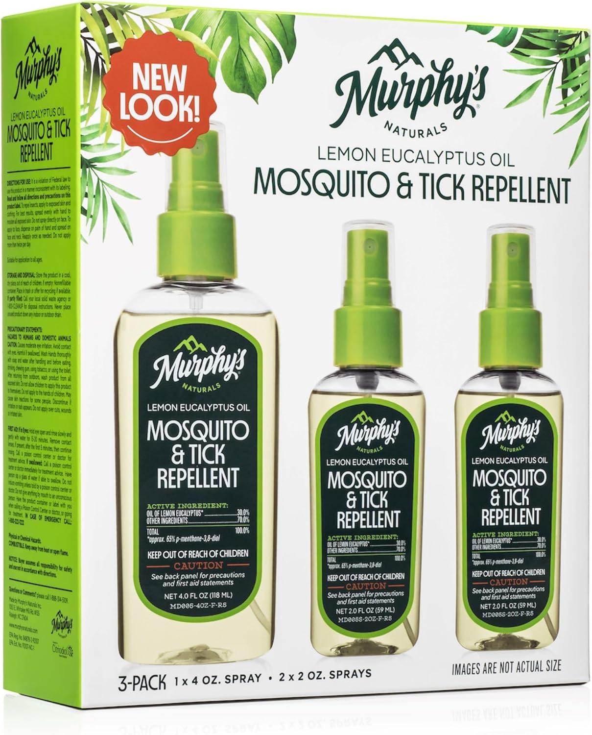 Murphy’s Naturals Mosquito & Tick Repellent, Plant-Based DEET-Free Spray, Outdoor Essentials Kit 3-Pack, 1x4-ounce + 2x2-ounce Pumps, Limited Edition