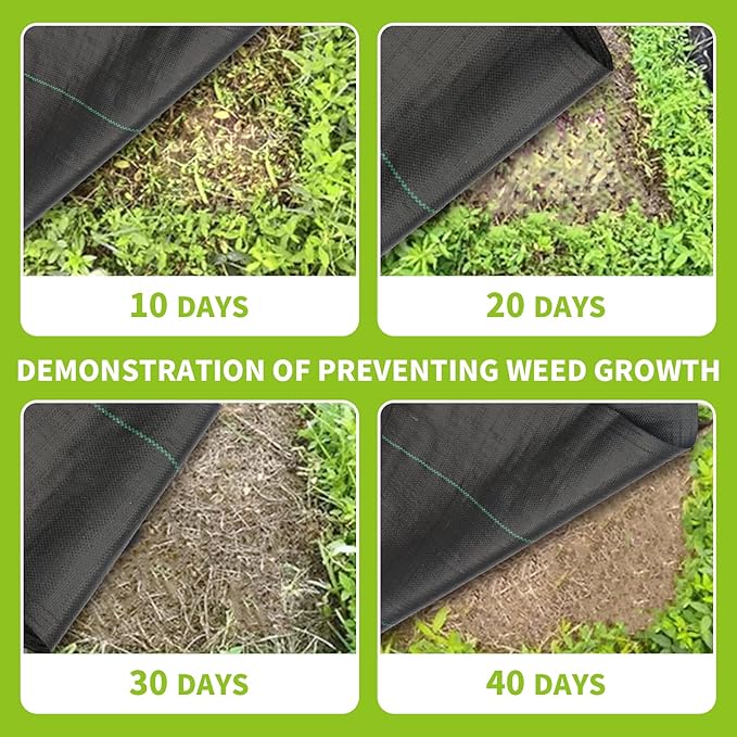 3x100ft 3.2OZ, Weed Barrier Landscape Fabric Heavy Duty, Woven Weed Control Fabric, High Permeability Good for Flower Bed, Geotextile Fabric Underlayment, Driveway (4ft*300ft)