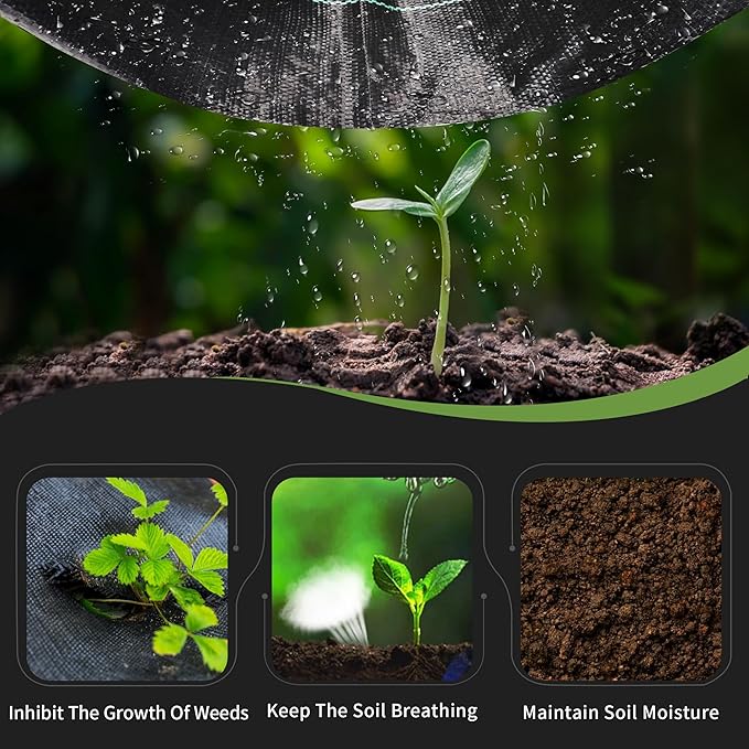 6ftx300ft Weed Barrier Landscape Fabric Heavy Duty, Premiun 2.4OZ Garden Geotextile Fabric, Outdoor Weed Blocker Landscaping Fabric, for Driveway Mats, Erosion Control, Ground Cover Weed Barrier