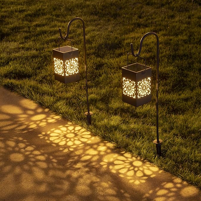 2PACK Solar Lanterns Hanging IP65 Waterproof Solar Lights Outdoor Garden Light Decorative Landscape Lighting for Garden Patio Courtyard Lawn for Yard Tree Fence