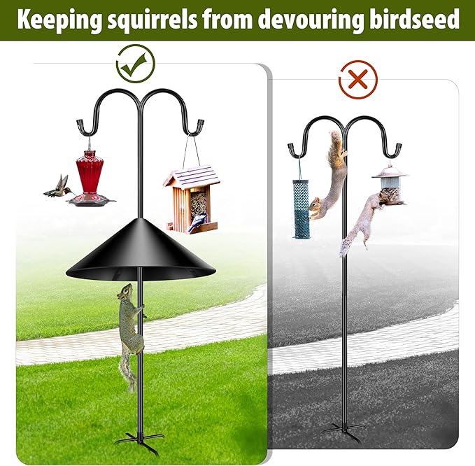 19-inch Squirrel Baffle, Squirrel-Proof for Bird Feeder Pole, Birdhouse Baffle for Shepherd's Hook in The Outdoors,(Black 2 Pack)