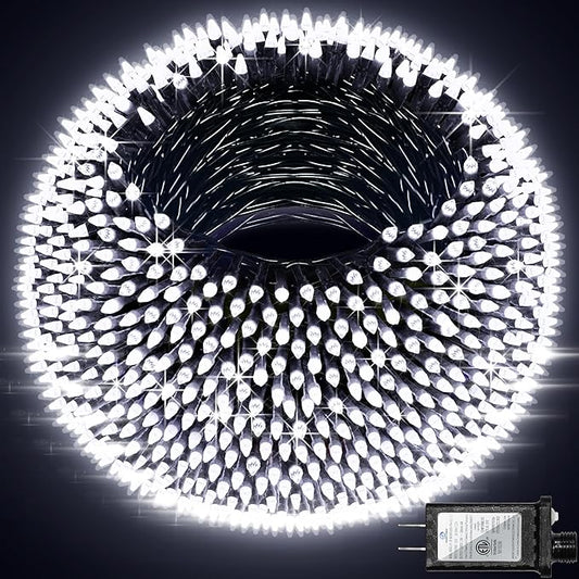 750 LED Outdoor Christmas Lights Decorations, 246ft Green Wire LED Christmas String Lights with Timer Memory, Twinkle Lighs for Indoor Outdoor Xmas Party Christmas Tree Wedding Garden Patio Cool White