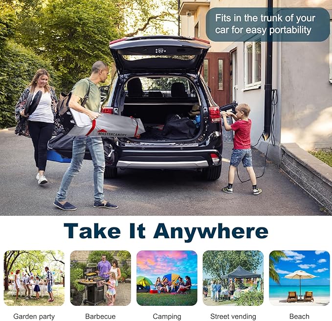 MASTERCANOPY Durable Pop-up Canopy Tent with 1 Sidewall (10'x10',Black)