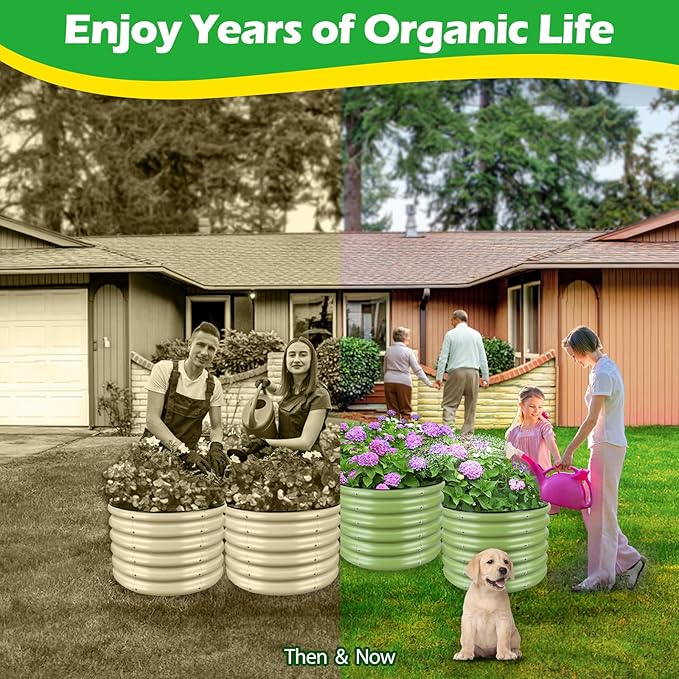 2x2x1.4ft Galvanized Raised Garden Bed, Deep Metal Garden Bed, Matcha Green Raised Garden Beds Outdoor, Raised Planter Box Kit for Vegetables, Flowers, Fruits