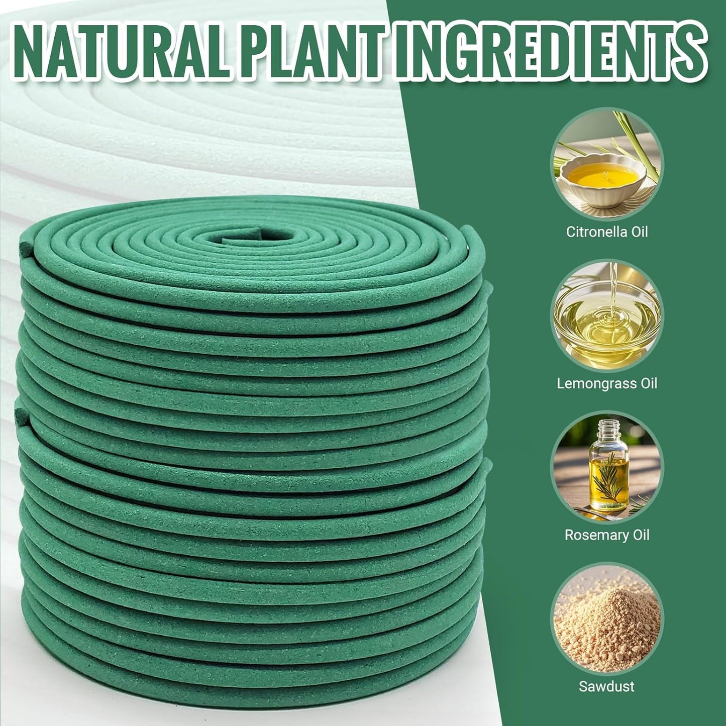 Citronella Incense coils, Made from Natural Plants, Suitable for Outdoors, Indoors, by The Pool, in The Yard, 48 coils and Coil Holders.