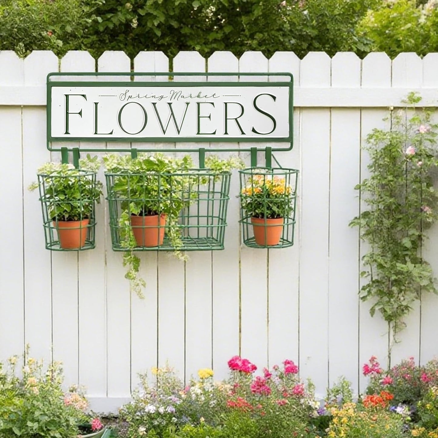 Rustic Vintage Metal Wall Planter Basket Hanging Mount Multiuse Storage Plant Stand for Plants, Flowers, Outdoor Garden Home Decor