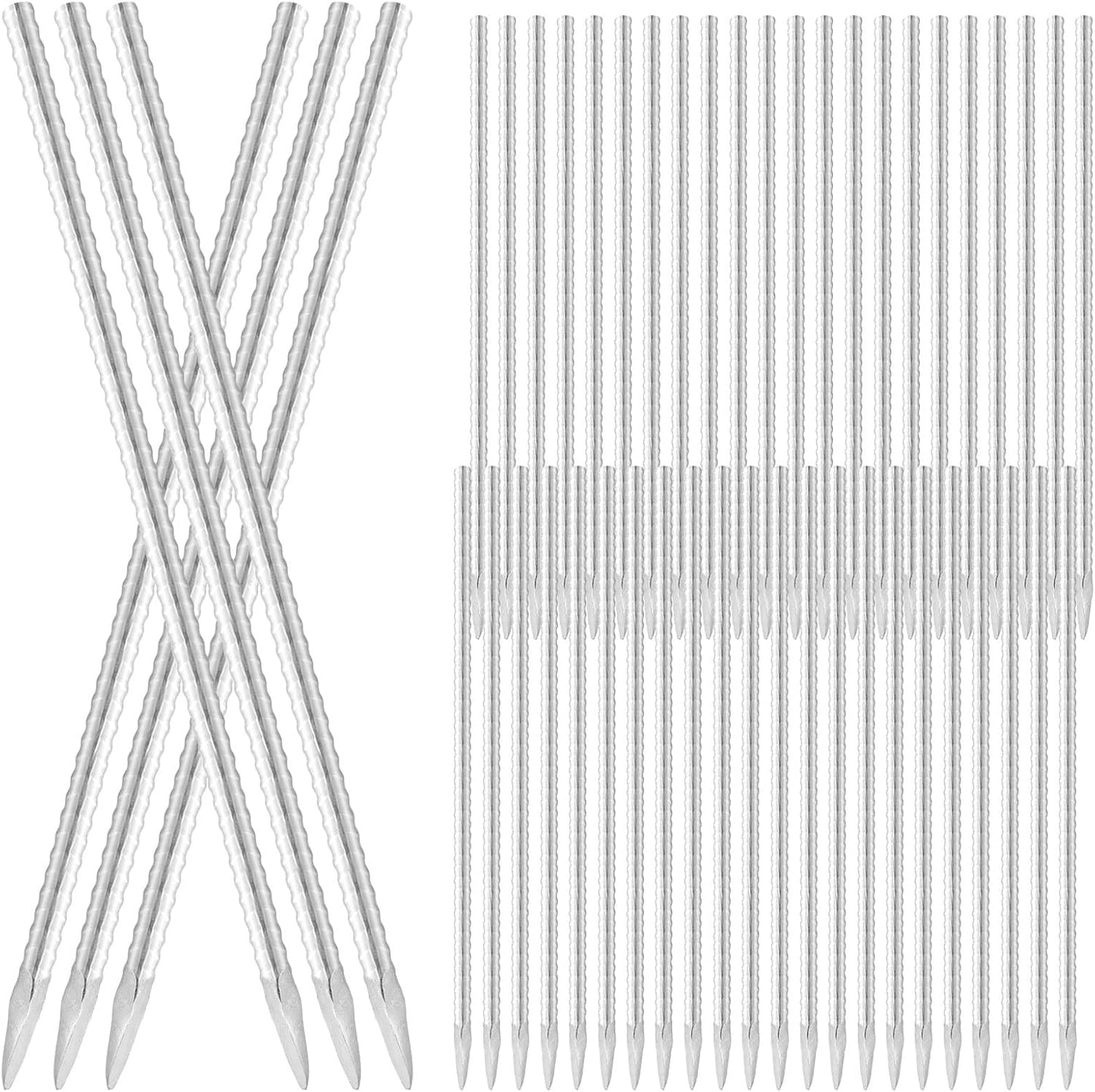 12 Inch Ground Rebar Stakes, 50 Pack Heavy Duty Steel Plant Support Garden Stakes with Chisel Point End, Straight Steel Anchors for Concrete, Garden, Fence, and Tent Support