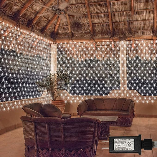 Echosari 720 LED Net Light 20ft x 13ft Large Size Bush Light Plug-in, IP68 Fully Waterproof Outdoor for Garden Backyard Wall Trees Party Holiday Decoration (Cool White)