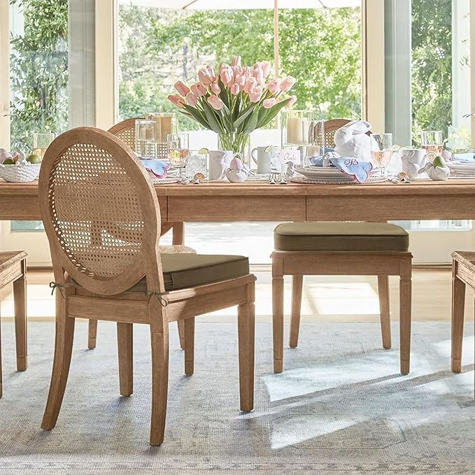 Outdoor Sunbrella Round Corner Seat Cushion, 17"x16"x2", Set of 4, Non Slip Seat Cushion Pads with Removable Cover for Patio Furniture, Garden Yard Lawn, Specrtum Caribou