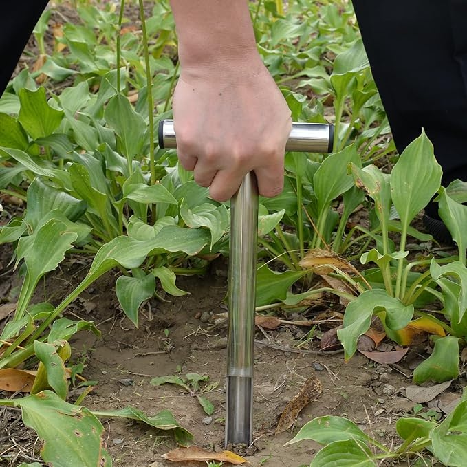 Soil Probe 16 Inch with 2 Bags, Soil Sample Probe for Lawn House Plants, T-Handle Soil Sampler Probe Rod, Stainless Steel Soil Test Kits Tool for Soil Sampling