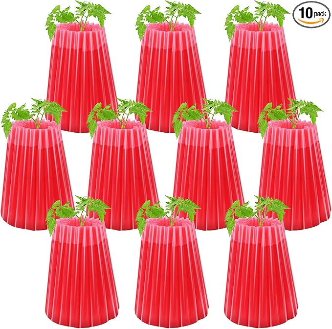 MJZ 10 Pack Walls of Water Plant Protectors, 18.3 x 18.3 Inch Reusable Wall of Water for Tomato Plants, Early Season Insulated Plant Protector Freeze Protection, Plant Covers for Winter Cold Weather
