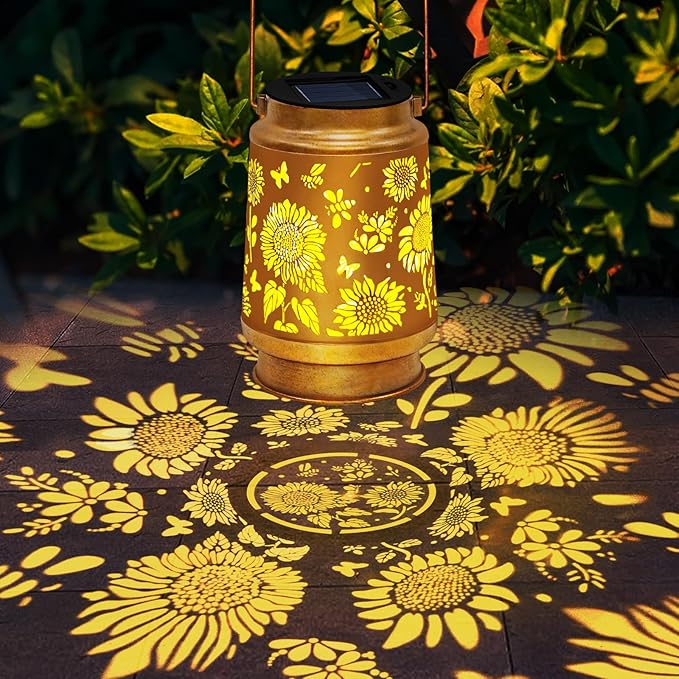 2 Pack Sunflower Solar Lanterns Outdoor Waterproof,Solar Lights Garden Decor Gifts for Mom Women Grandma Decoration Outside for Yard, Patio,Backyard,Porch