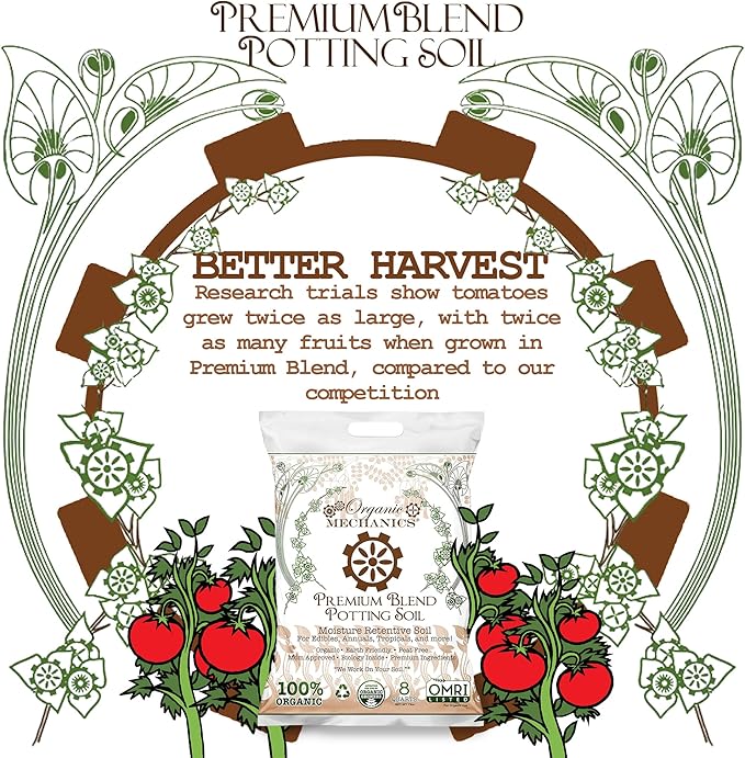 Premium Blend Potting Soil, 8 Quarts (Pack of 4) – Moisture Retentive with Compost, Aged Pine Bark, Worm Castings, and Perlite for Containers, Transplanting & More – Peat-Free