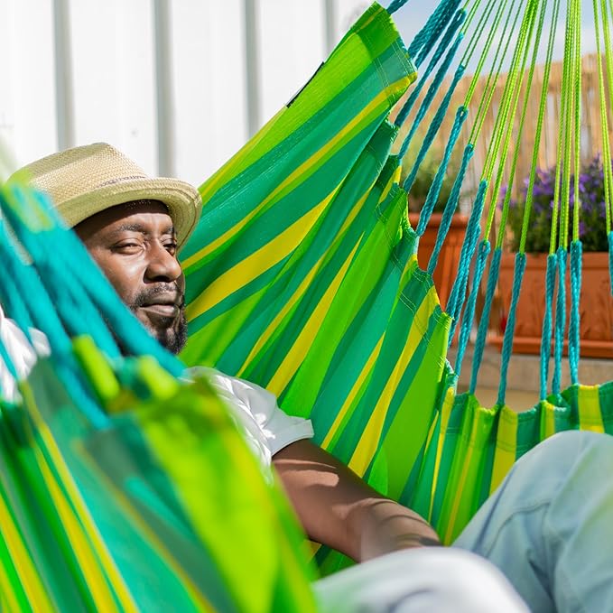 LA SIESTA® - Medium Basic Domingo Hammock Swing Chair & CasaMount - Weather & Tear Resistant Hanging Chair - Outdoor Indoor Hammock Chair w/Suspension Kit for Walls Ceilings Square Beams - Lime