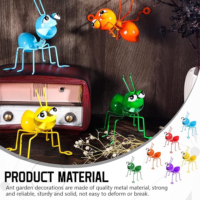 Sratte Metal Garden Decor Owl Ant Yard Art Wall Decor Outdoor Indoor Colorful Hanging 3D Fence Tree Decoration Cute Wall Sculpture for Home Garden Patio Porch Bedroom Kitchen(Ant, 6 Pcs)