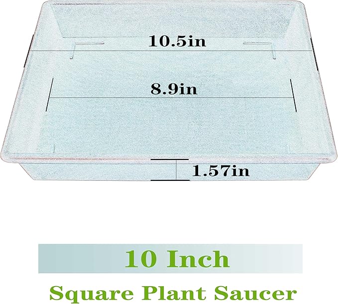 Square Plant Saucer 10 Inch 5 Pack, Plant Stand Flower Pot No Holes, Plant Trays for Pots Heavy Duty Plastic Plant Saucers for Indoors Outdoors Terracotta Plant Lover Gardening Gifts