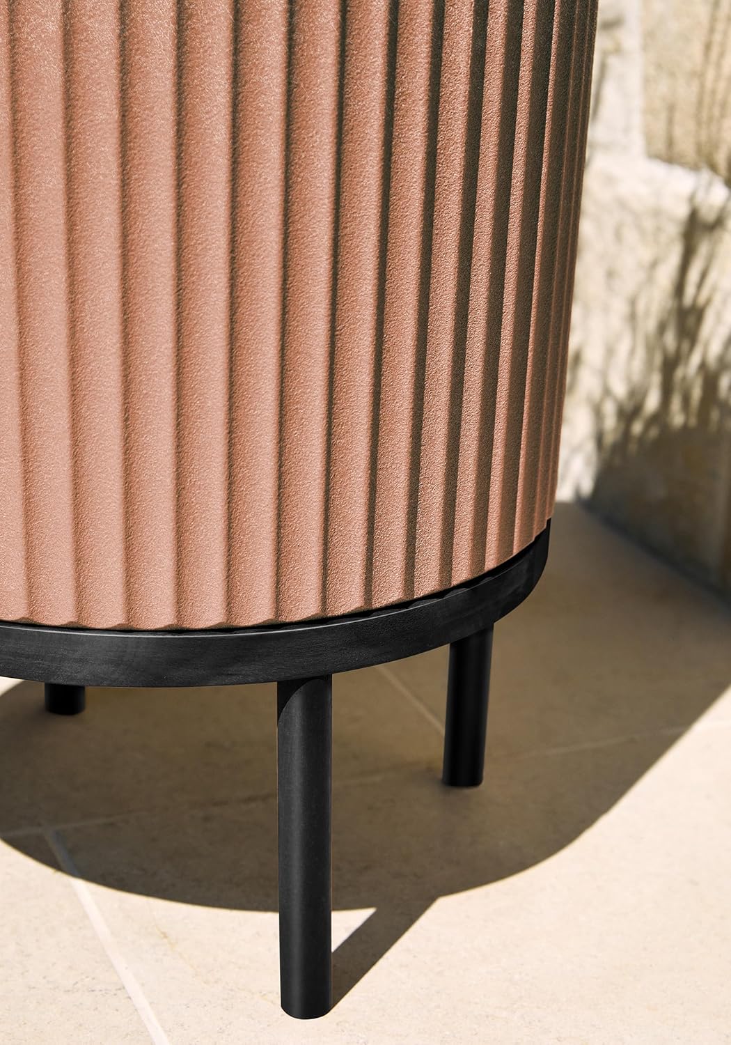 Veradek Demi Series Round Planter w/Stand for Porch/Patio | Durable Plastic-Stone Composite & Wooden Stand | Modern Décor for Tall Plants, Flowers