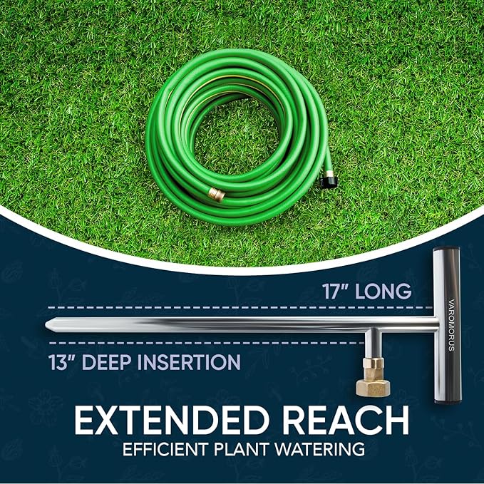 Varomorus Stainless Steel Deep Root Tree Watering Tool Irrigation System Wand T-Handle (T-Style Mini)