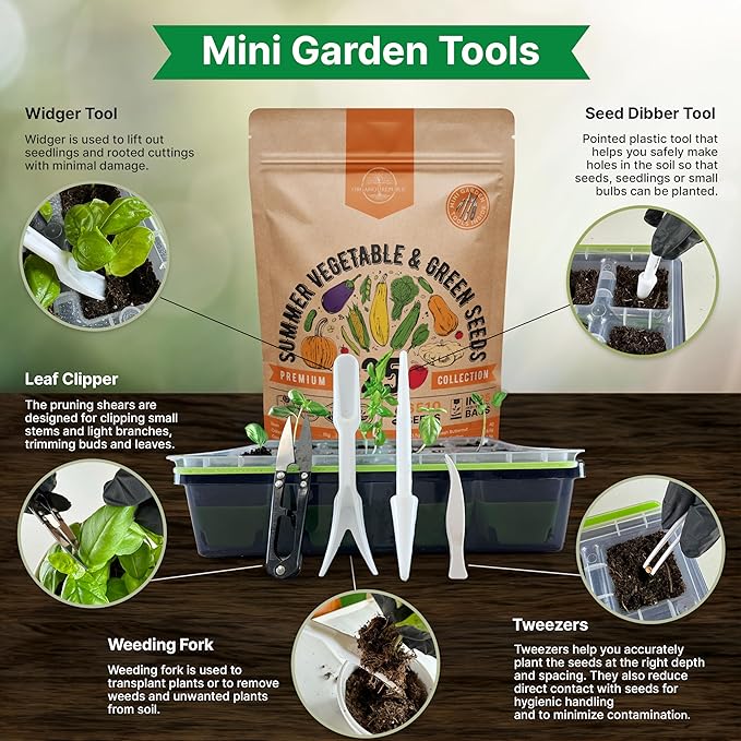 25 Summer Vegetable Garden Seed Variety Pack - 6,510+ Non-GMO Heirloom Veggie & Greens Seeds for Outdoors and Indoor Home Gardening, Including Collards, Tomato, Pepper, Okra, Onion, Bean, Cucumber