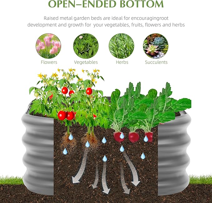 2-Pack 2x1ft Galvanized Raised Garden Bed, Outdoor Planter Bed, Metal Planter Box for Gardening and Planting,Dark Grey