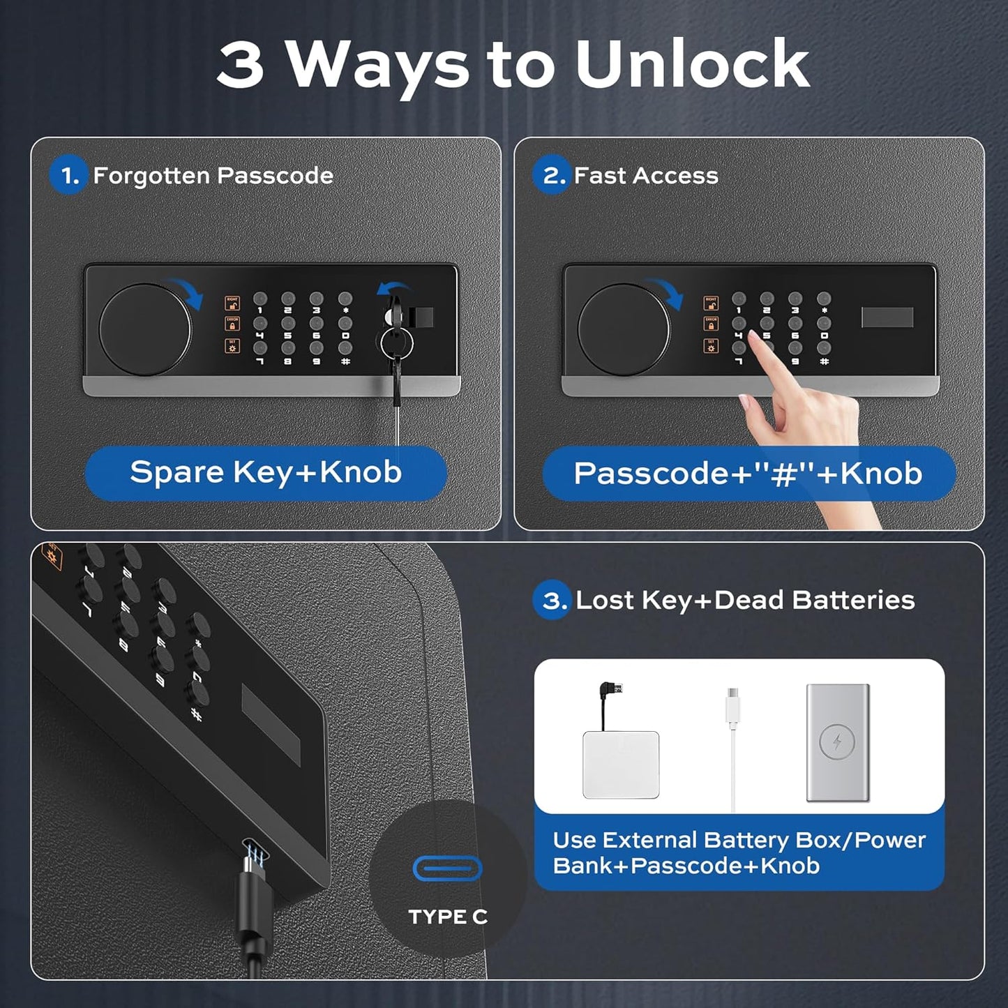 1.4 Cubic Feet Safe Box with Fireproof Waterproof Bag, Anti-theft Home Safe for Money Cash Documents Valuables, Digital Security Box with Alarm System, Electronic Keypad, Removable Shelf