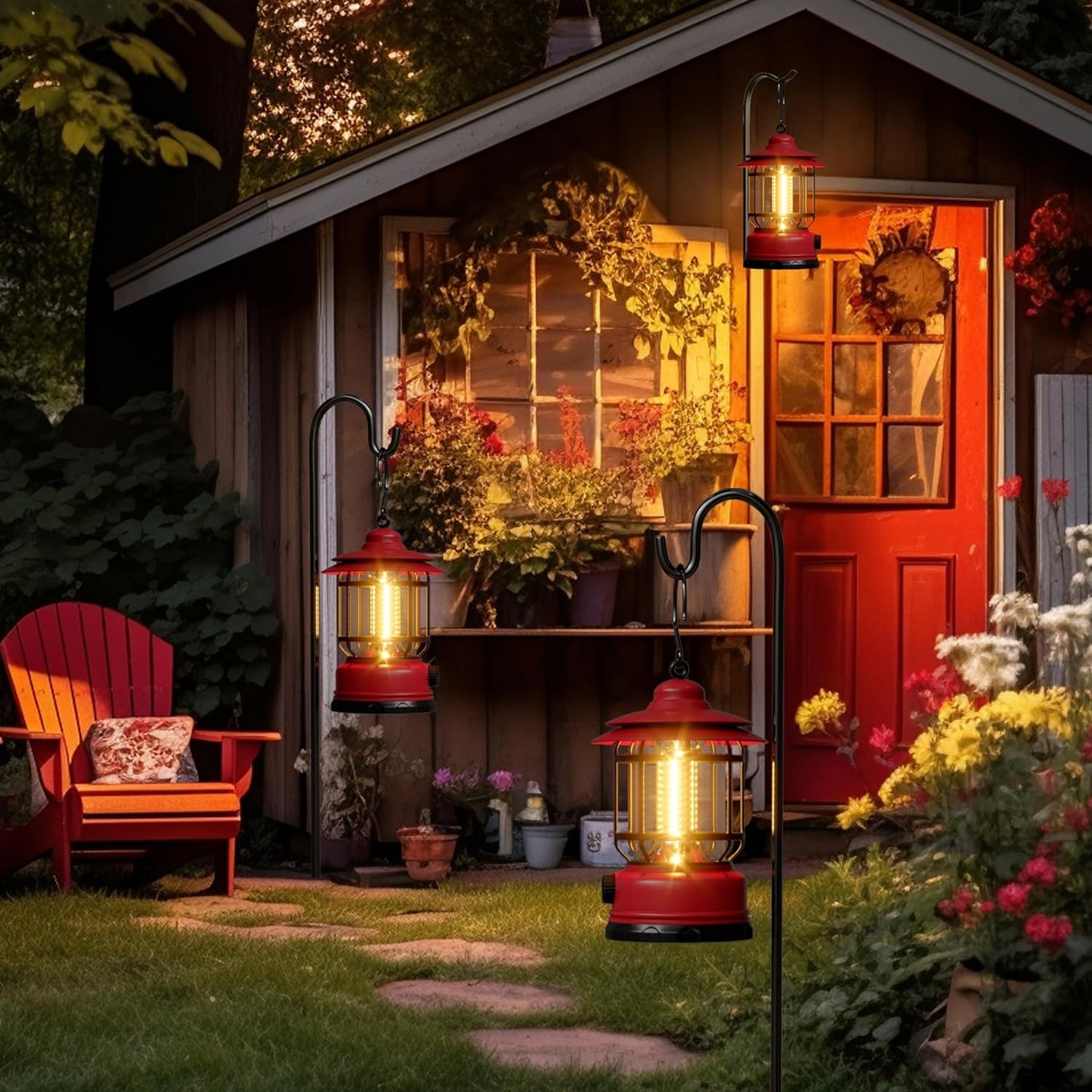 Retor LED Pink Camping Lanterns 1 Pack 1500 LM Step-Less Dimming Lightweight Battery Powered USB Rechargeable Flashlights Survival Kits Home Garden Yard Emergency Outages Hiking Lantern Light