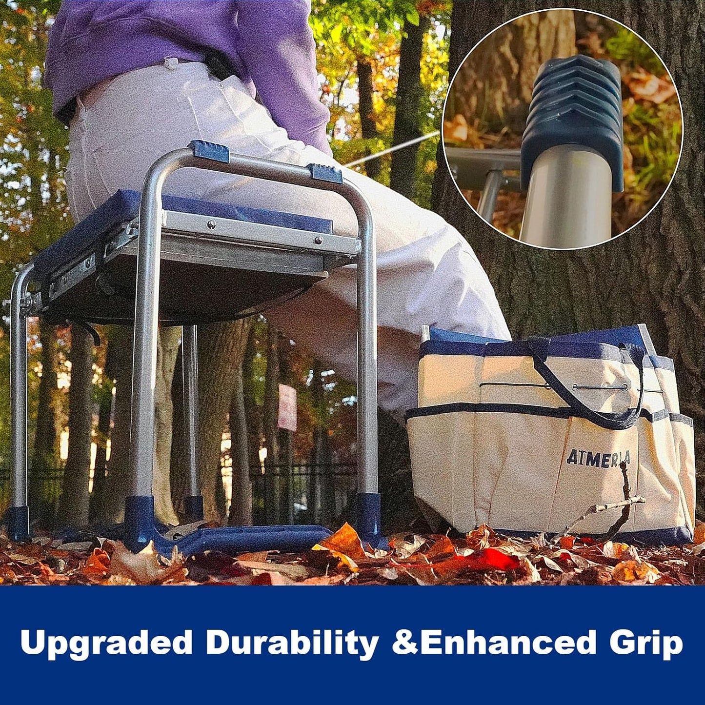 Aimerla K5 Foldable Kneeler Seat - Heavy Duty (Detachable Cloud Kneeler Pad) - Garden Stool - 2 Large Tool Bags - Portable Bench for Indoor & Outdoor