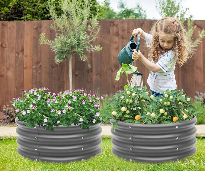 2-Pack 2x1ft Galvanized Raised Garden Bed, Outdoor Planter Bed, Metal Planter Box for Gardening and Planting