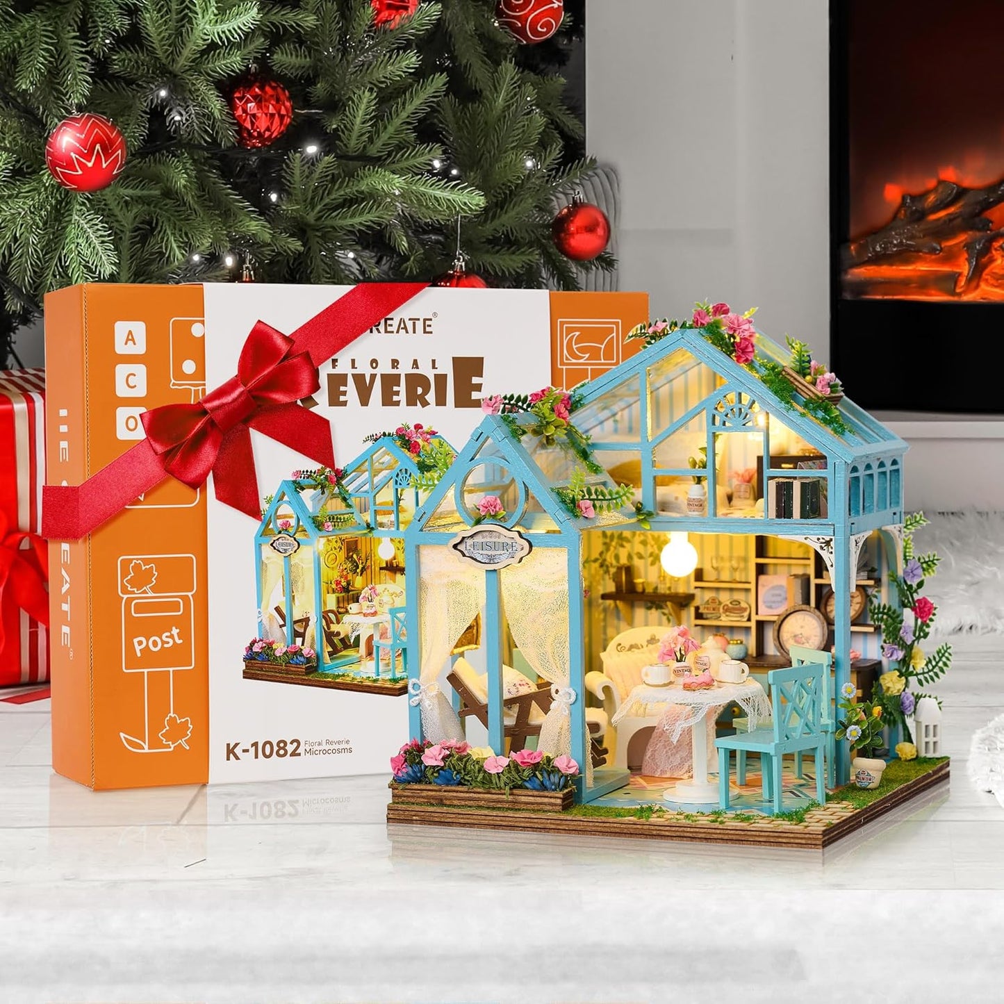 BenBen DIY Miniature House Kit, Garden Tea House Model Craft Kits for Adults, Teens, Mini House Building Kit with Furniture, Dollhouse Diorama to Build for Home Décor