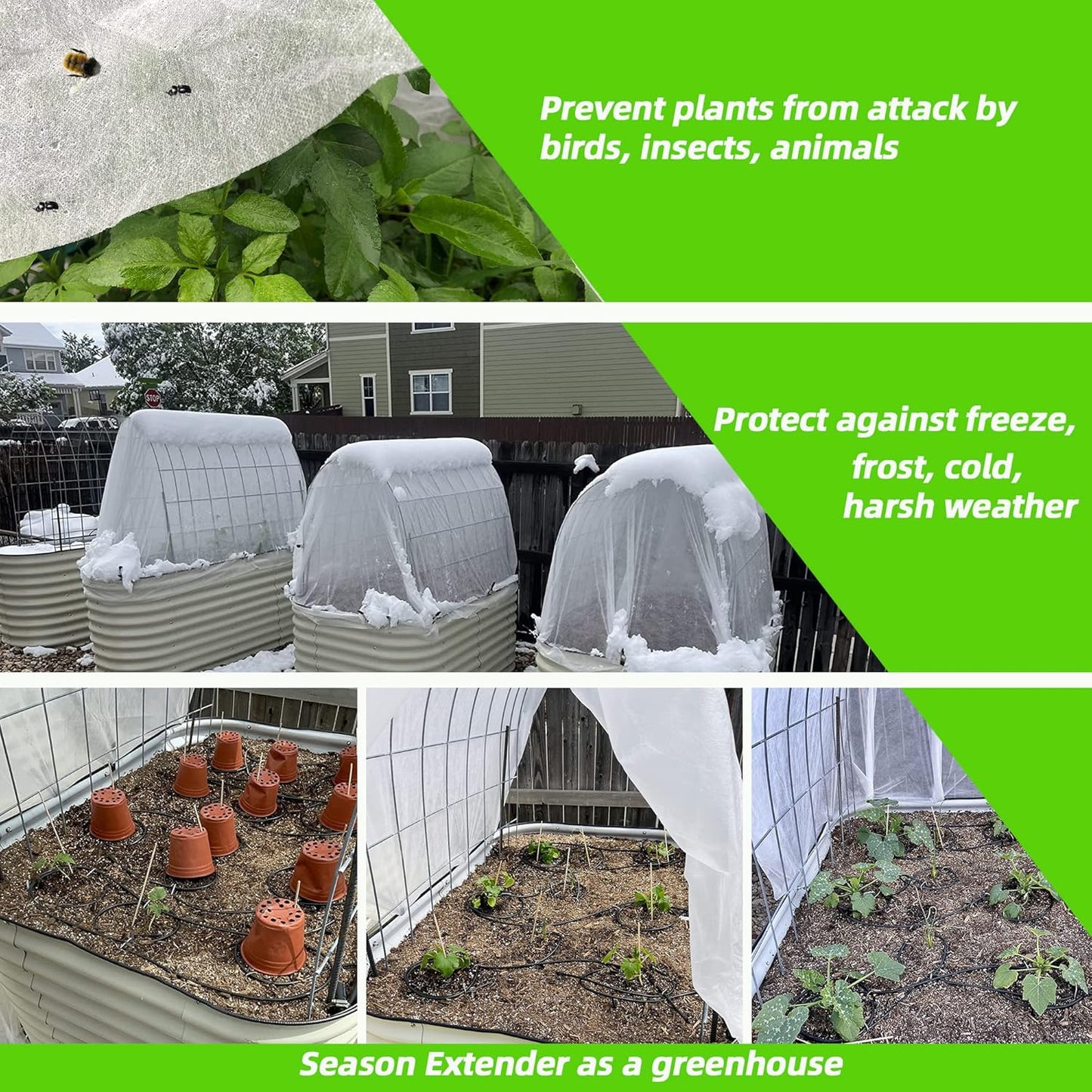 Plant Covers Freeze Protection 10x30ft Frost Cloth Blanket Floating Row Cover for Winter Protection 0.9 oz/yd²