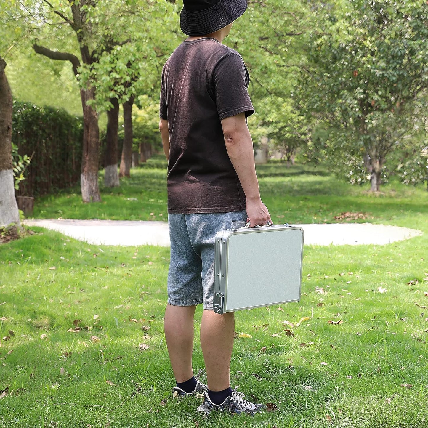 VILLEY Folding Camping Table, 2ft Small Portable Lightweight Outdoor Table with Aluminum Adjustable Legs for Travel Picnic Cooking Beach