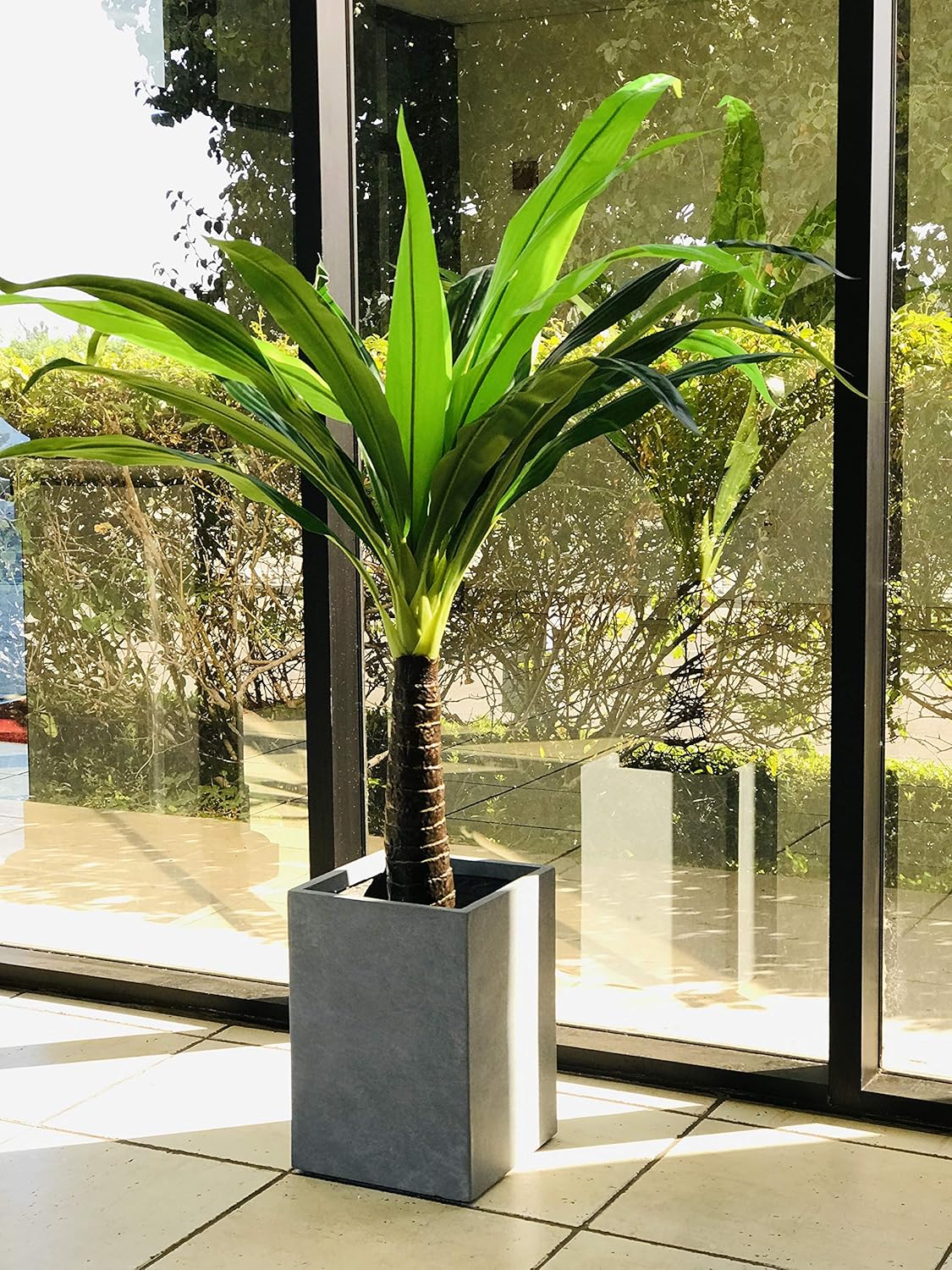 Kante 12.6" H Tall Rectangular Concrete Planters, Outdoor Indoor Lightweight Plant Pots with Drainage Hole and Rubber Plug, Modern Style for Home Garden Patio, Slate Gray