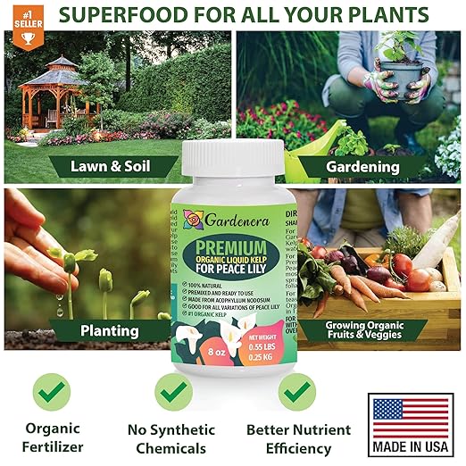Organic Peace Lily Superfood - 8 oz - Premium Seaweed Fertilizer for Nourishing Peace Lily Plants