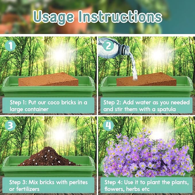 Legigo 10 Pack Premium Coco Coir Brick for Plants- 100% Organic Compressed Coconut Coir Bricks Starting Mix, Coco Coir Fiber Coconut Husk for Planting, Gardening, Potting Soil Substrate, Herbs