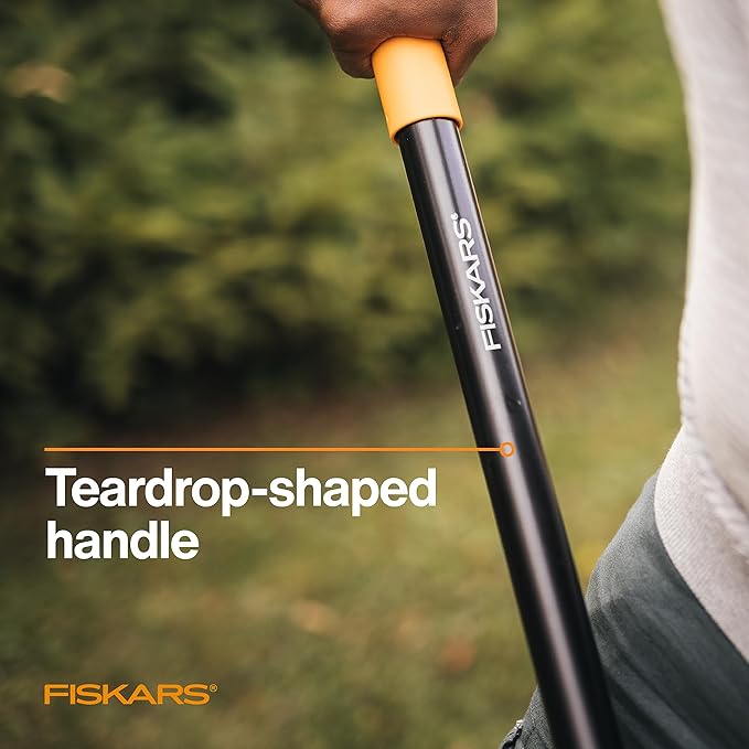 Fiskars D-Handle Digging Shovel - Heavy Duty Gardening Tool with 46" Straight D-Handle - Lawn and Yard Tools - Black/Orange