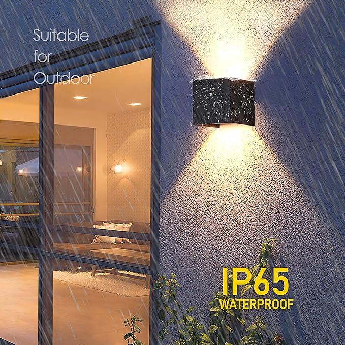 LANFU Aluminum 40W 3000K Cube Square Indoor Outdoor IP65 Waterproof Wall Lights Black Modern Wall Sconce LED Lighting Fixture Black 40W Larger Outside for Patio House