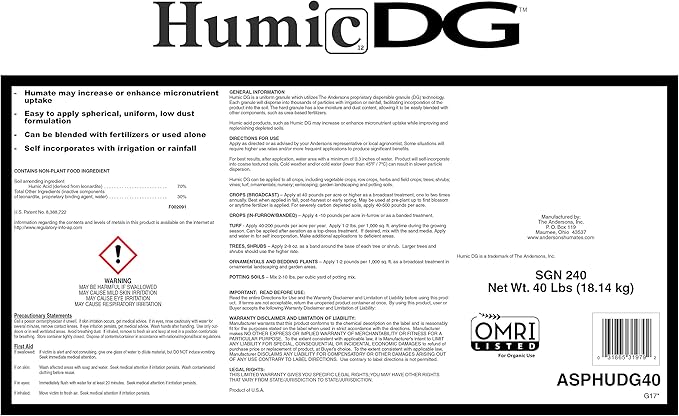 The Andersons Humic DG Organic Soil Amendment - Covers up to 40,000 sq ft (40 lb)