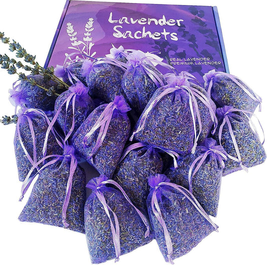 Cedar Space 32 Lavender Sachet Bags for Drawers and Closets Filled with Premium Dried Lavender Smell Good Products Long Lasting Bridal Shower Favors Home Fragrance Sachet Packets for Clothes Storage