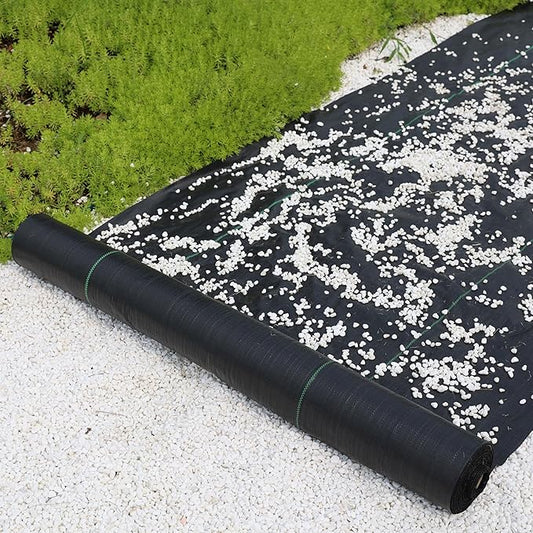 2.4oz-12FTx200FT Weed Barrier Landscape Fabric - Durable Weed Block Gardening Ground Cover Mat, Woven Geotextile Fabric for Underlayment, Commercial Driveway Stabilization, Weed Control Cloth