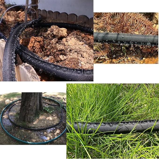 Garden Flat Soaker Hose 20 Ft for Garden Beds, Water Hose Linkable Irrigation System Lightweight and Easy Gardening Yard Work Watering Plants and Flowers