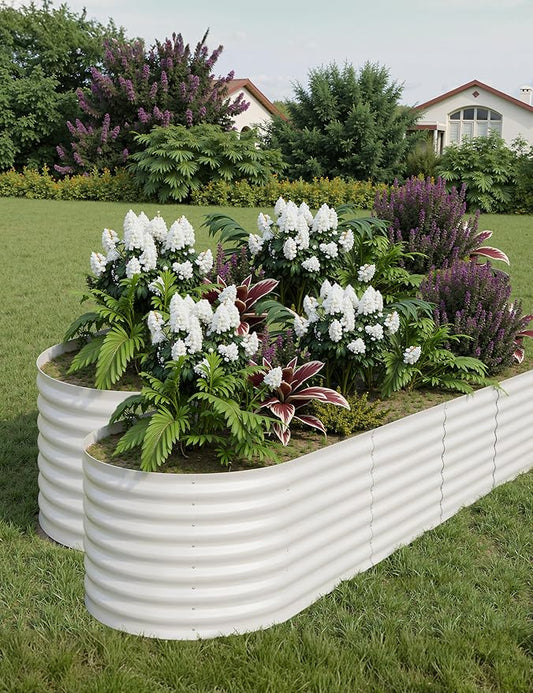 2 Pcs Raised Garden Beds Outdoor 8x2x2ft - Galvanized Steel Planter Box for Vegetables, Flowers, Rust-Resistant Garden Box, Easy Assembly Raised Beds, Durable Planters for Outdoor Plants, Beige