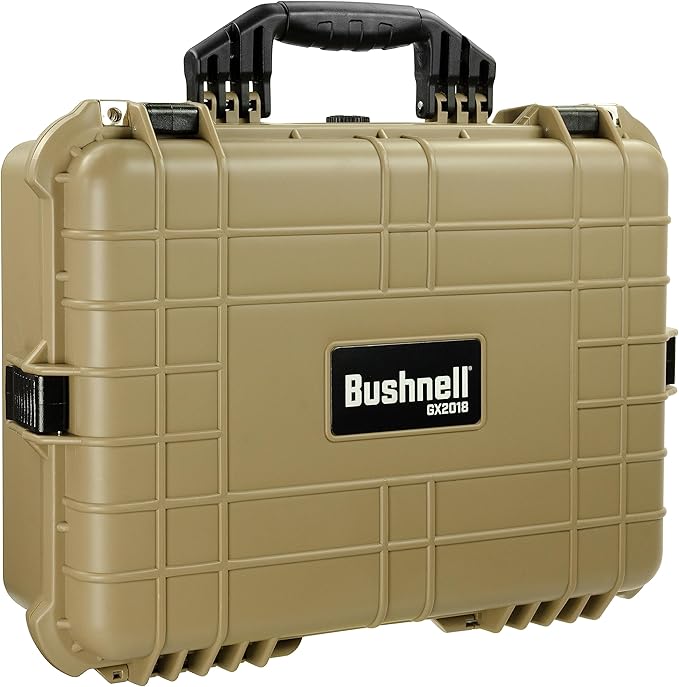 Bushnell 20 Inch Large Waterproof Hard Camera Case For Binoculars, Optics, Equipment, Shock Proof, and TSA Ready (Tan)