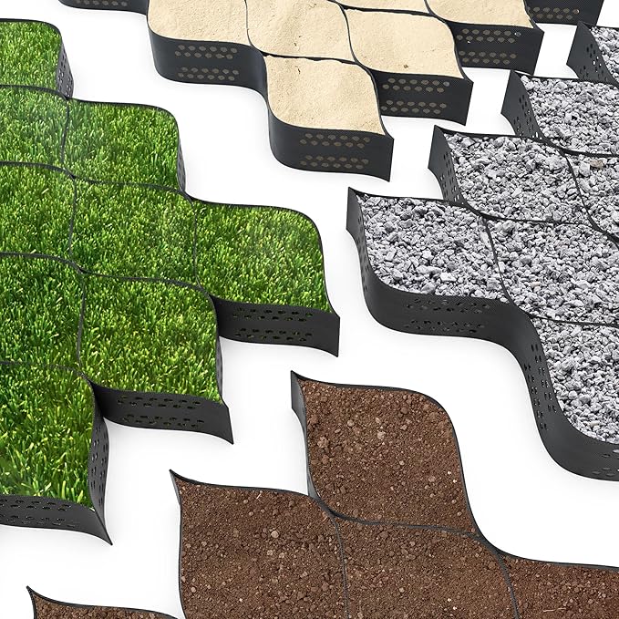 Vodaland - 4" GeoCell - 100% Permeable for Parking Pads, Retaining Walls and Erosion Control, Size 9 ft x 17 ft