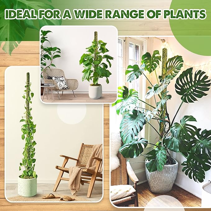 DUSPRO Stackable Mesh Moss Pole for Plants Monstera Potted Plant Stakes for Indoor Plants Extendable Plant Pole Moss Sticks for Plants Climbing Vine Supporting Monstera Trellis 4Pack 71''