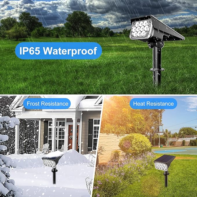 T-SUNUS Christmas Solar Spot Lights Color Outdoor, Solar Powered Halloween Landscape Spotlights IP65 Waterproof 2-in-1 Landscaping Wall Light for Flag Yard Garden Driveway Porch Walkway Pool Patio