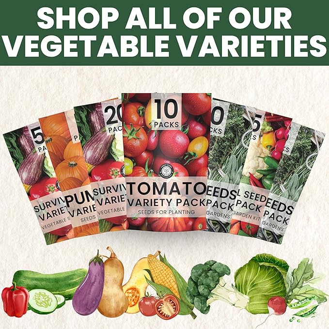 35 Vegetable Seeds | Survival Variety Pack | 2025 Season | Individually Packed Vegetables, Herbs and Fruits | Emergency Seed Vault for Doomsday Prepping | by Family Sown