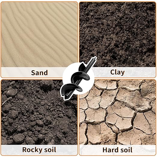 4 x 16 Inch Auger Drill Bit for Planting–Garden Spiral Hole Drill Planter for Bulbs, Bedding Plants & Umbrella Holes|3/8" Hex Drive|The Ultimate Bulb Planter Tool for Cordless Drill