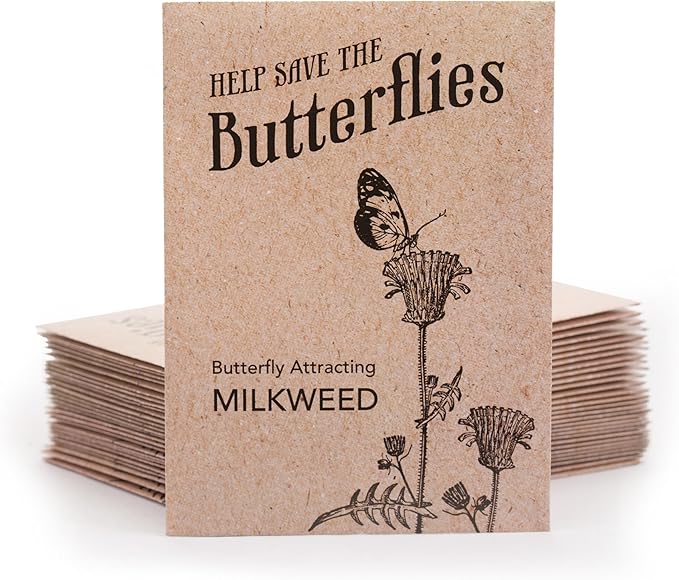 Bentley Seeds Co. Seed Packets for Planting - Party Favors for Indoors and Outdoors Gardening - Non GMO, Non-Coated - Bulk Pack of 25 Milkweed (Common, Showy & Butterfly Mix)