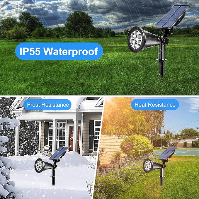 T-SUNUS Halloween Solar Landscape Spotlights Color Changing, Christmas Solar Spot Lights Outdoor Waterproof IP55 Adjustable for Yard Lighting Wall Lights Auto On/Off for Pathway Garden 2 Pack